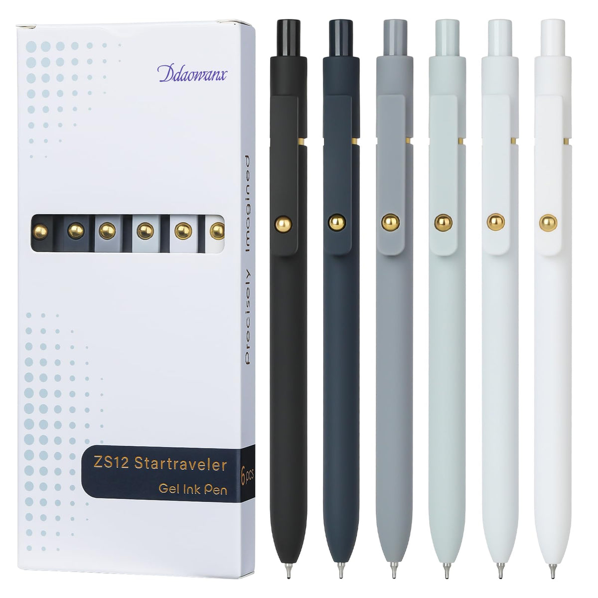 Ddaowanx Gel Pens,6 Pcs 0.7mm Retractable Quick Dry Black Ink Pens