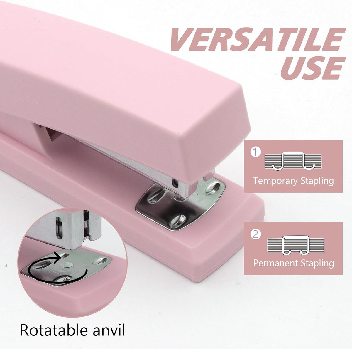Pink Office Stapler, Paper Stapler and Staples, Pink Office Supplies