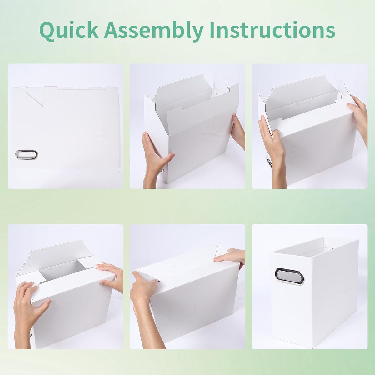Collapsible File Organizer Box with Handle, Filing Organizer for Home or Office, Small Portable File Box(1 Pack, White)