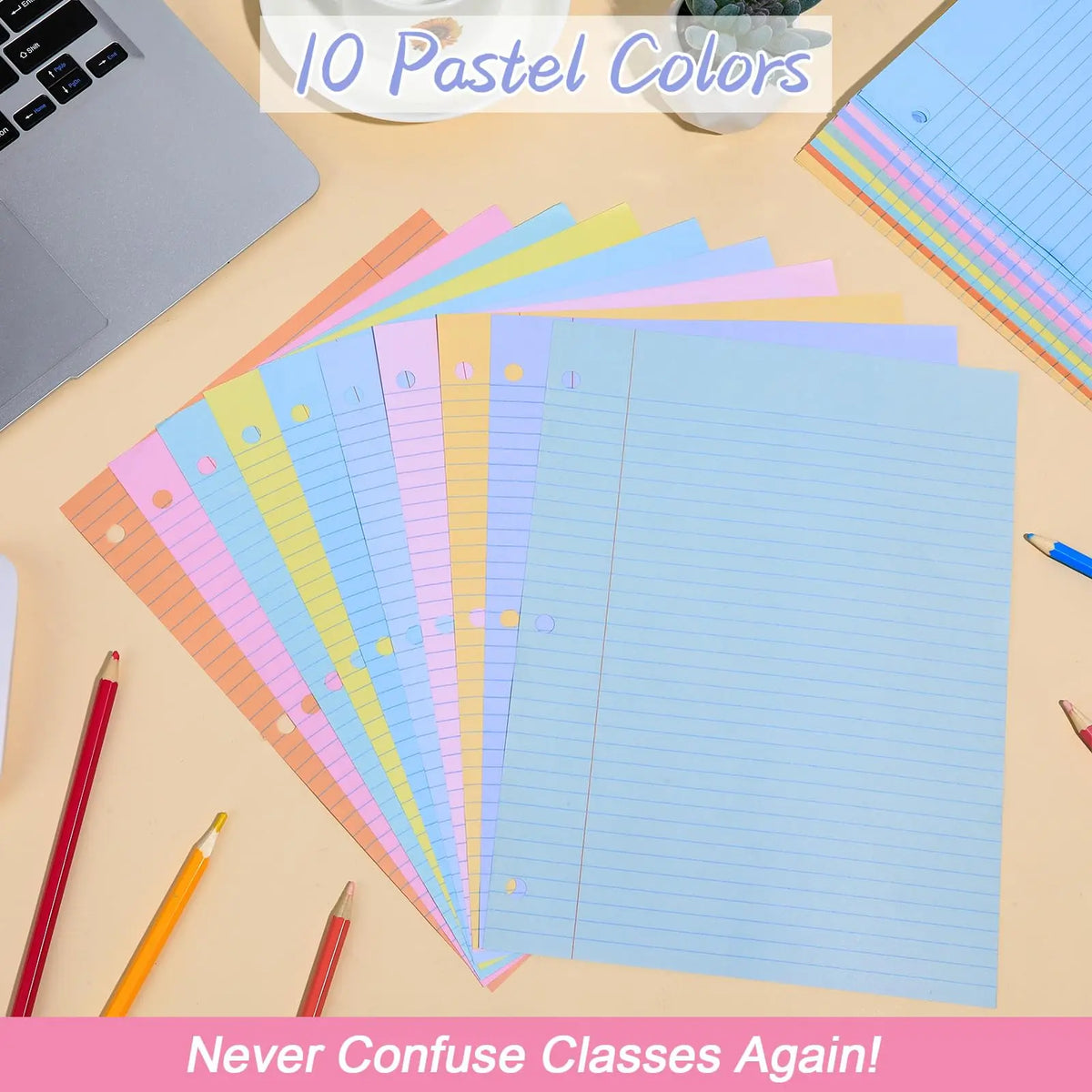 GISGFIM Durable College Ruled Loose Leaf Binder Paper - 100 Thick Sheets, 8"x10.5" 3-Hole Punched Refill Inserts for 3-Ring Binders, Vibrant Office Supplies with Ample Space, Back to School & School Supplies College Essentials, College School Supplies,soh