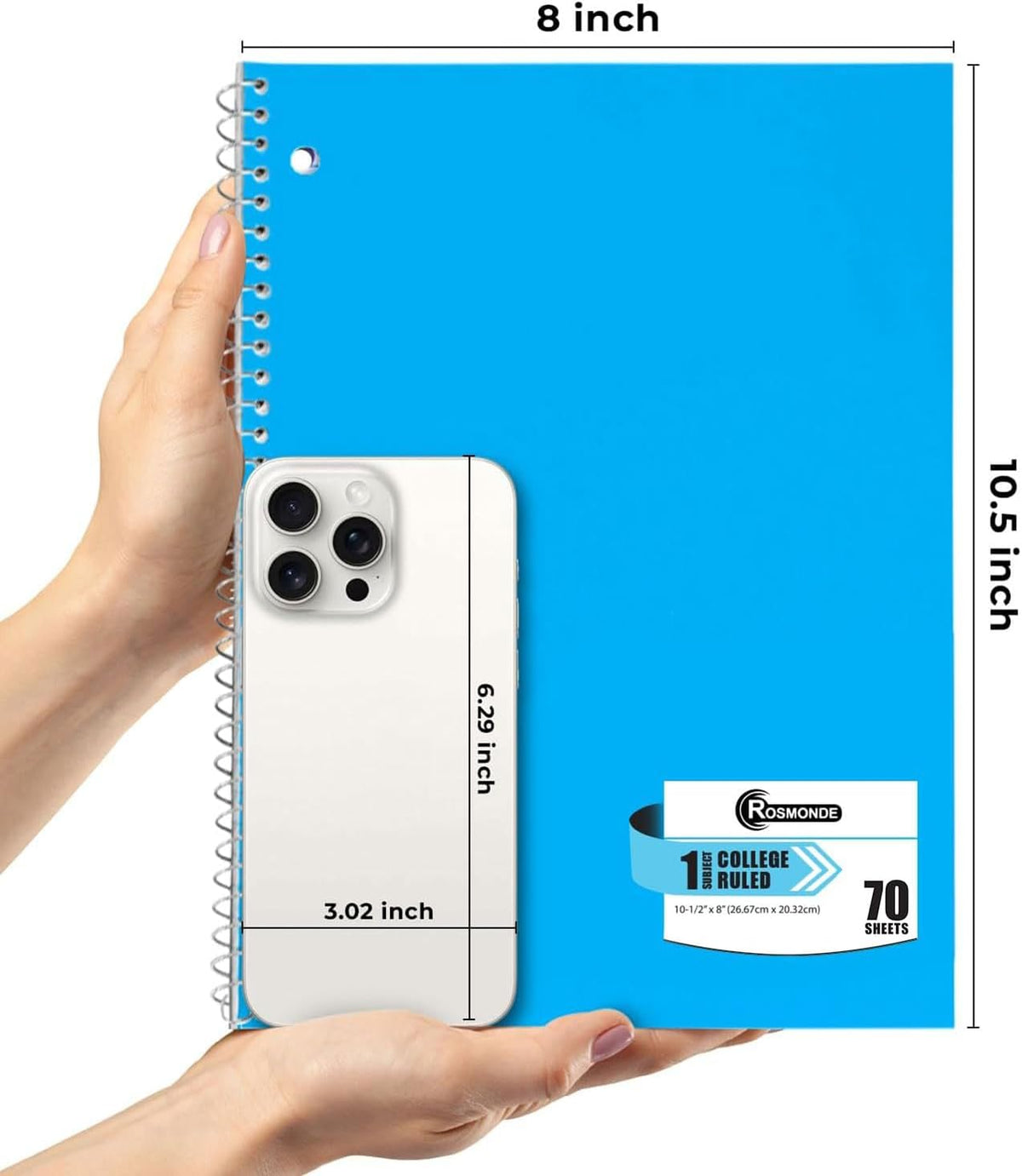 Rosmonde Spiral Notebook, 12 Pack, 1 Subject, College Ruled, 70 Sheets