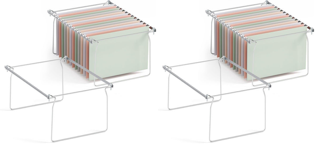 SUNEE Hanging File Folder Frame, Letter Size File Drawer Organizer for Desks, Adjustable File Cabinet Rails 13.5 to 17.5 Inches, Set of 1
