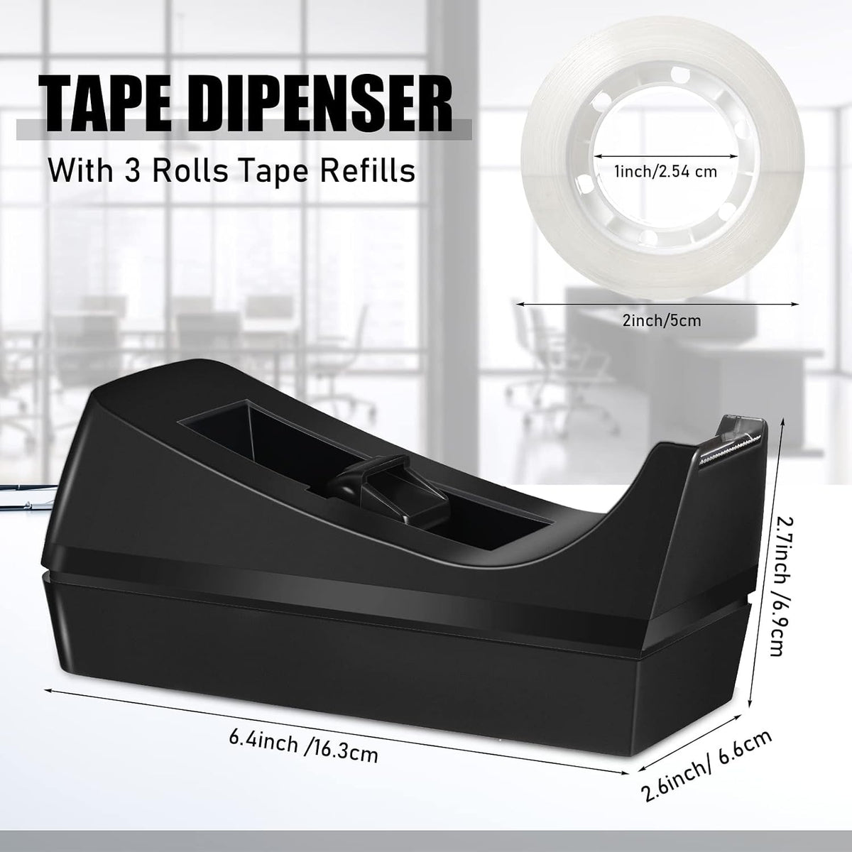 16 Pcs Desk Staplers Tape Dispensers Sets Desktop Office Staplers with Standard Staples Black Dispenser Holder with White Tape for Office School