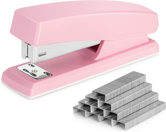 Deli Stapler, Desktop Staplers with 640 Staples, 25 Sheet Capacity, Pink