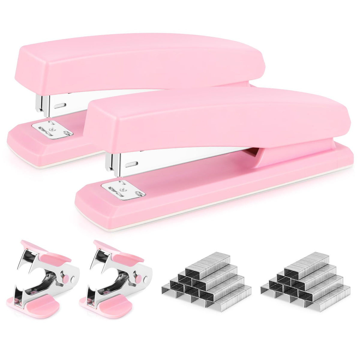 Deli Stapler, 2000 Staples and 2 Staple Removers, 2 Pack, Black
