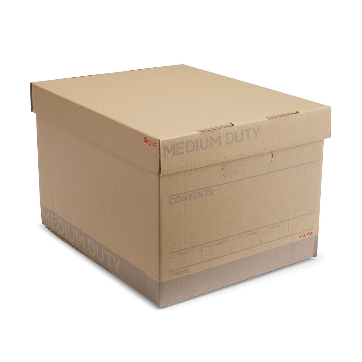 Staples Corrugated File Box, Lift-Off Lid, Letter/Legal, White/Black, 10/Pk