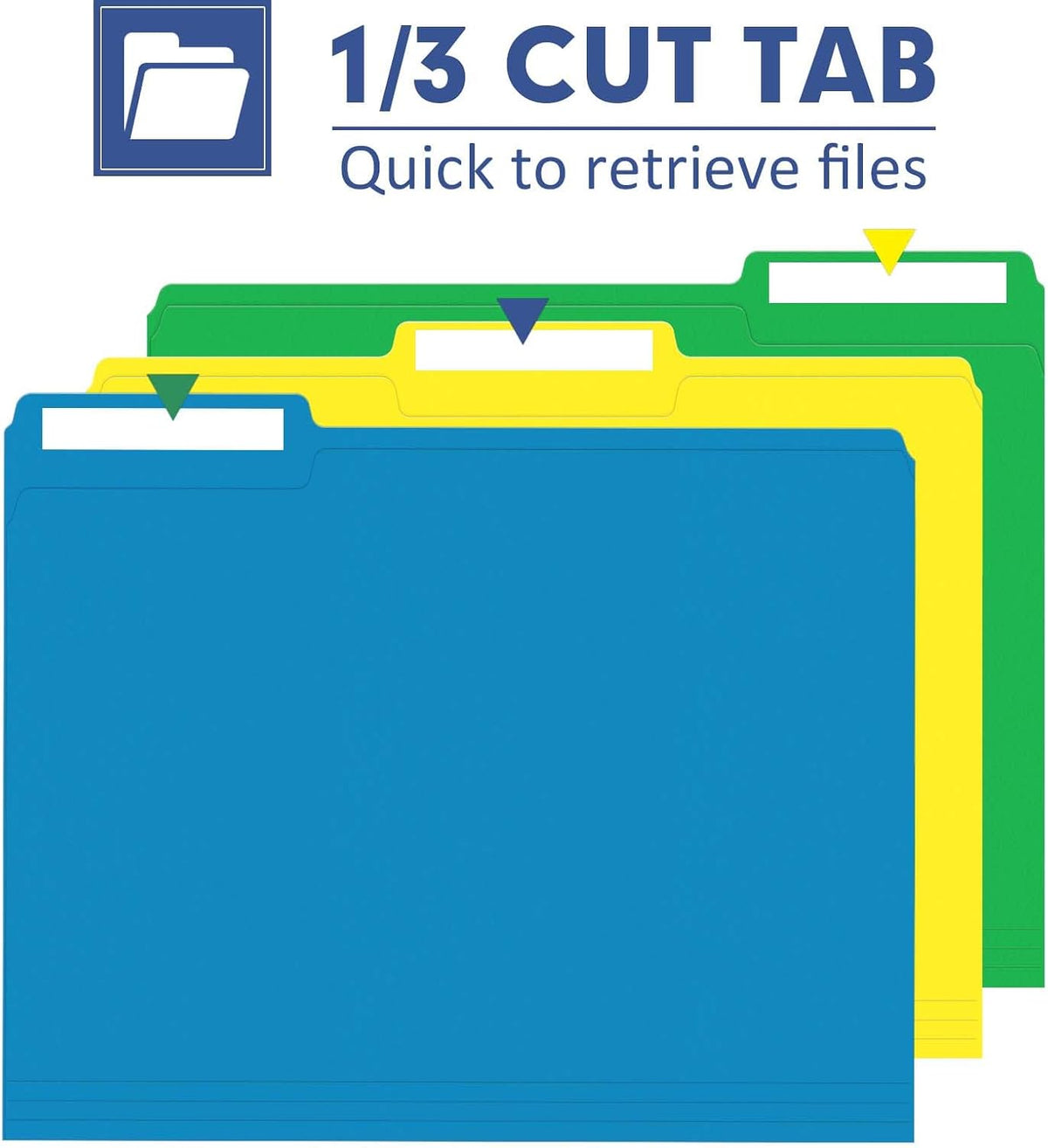 PANDRI Colored File Folders, 30 Pack 1/3 Cut Tab File Folder, 6 Colors