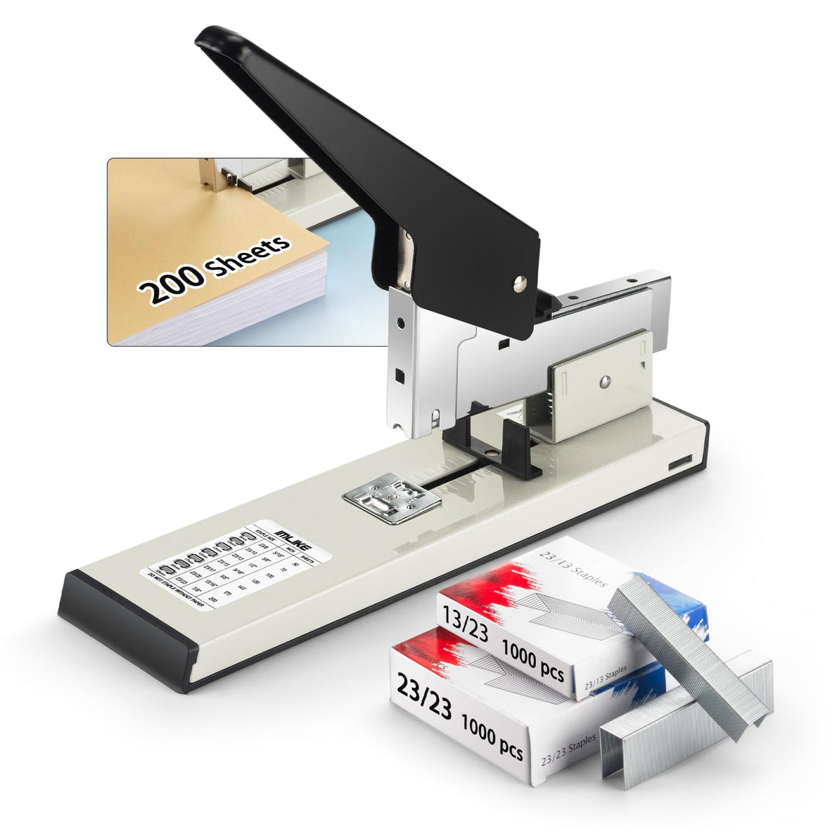 IMLIKE Heavy Duty Stapler with 2000 Staples: 100 Sheets High Capacity Manual Office Stapler, Metal,Jam Free,for Paper Binding, Include 23/8 & 23/13 Staples Each 1000PCS