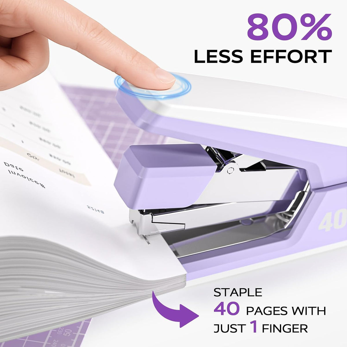 Marsrock Heavy Duty Stapler for Desk with 40-50 Sheet, 2000 Staples, Purple