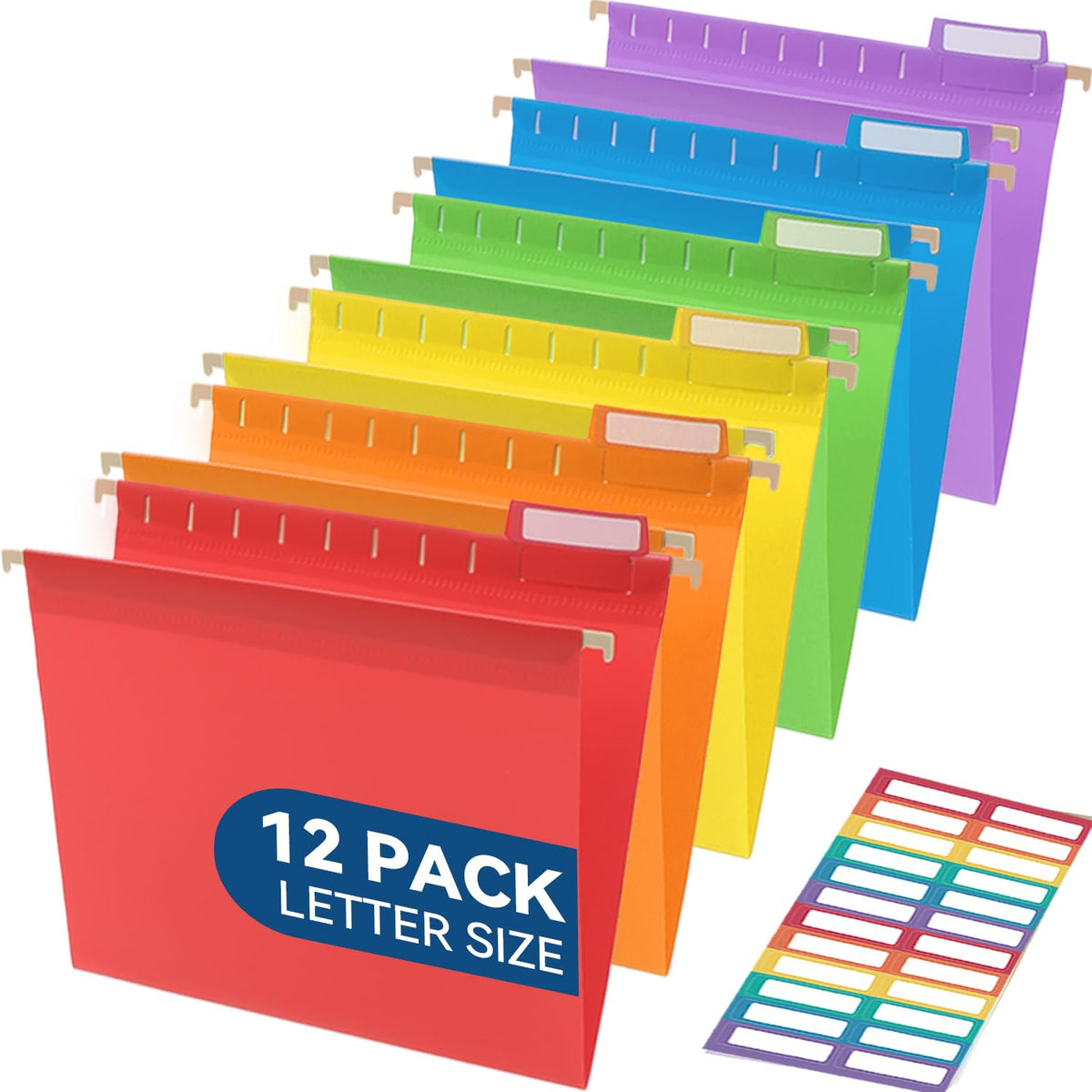 SortRax Plastic Hanging File Folders, Letter Size, Tear-Resistant, Pastel