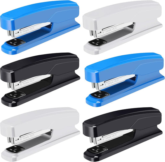 Zubebe 6 Pcs Desktop Stapler School College Office, Black, Blue, Gray