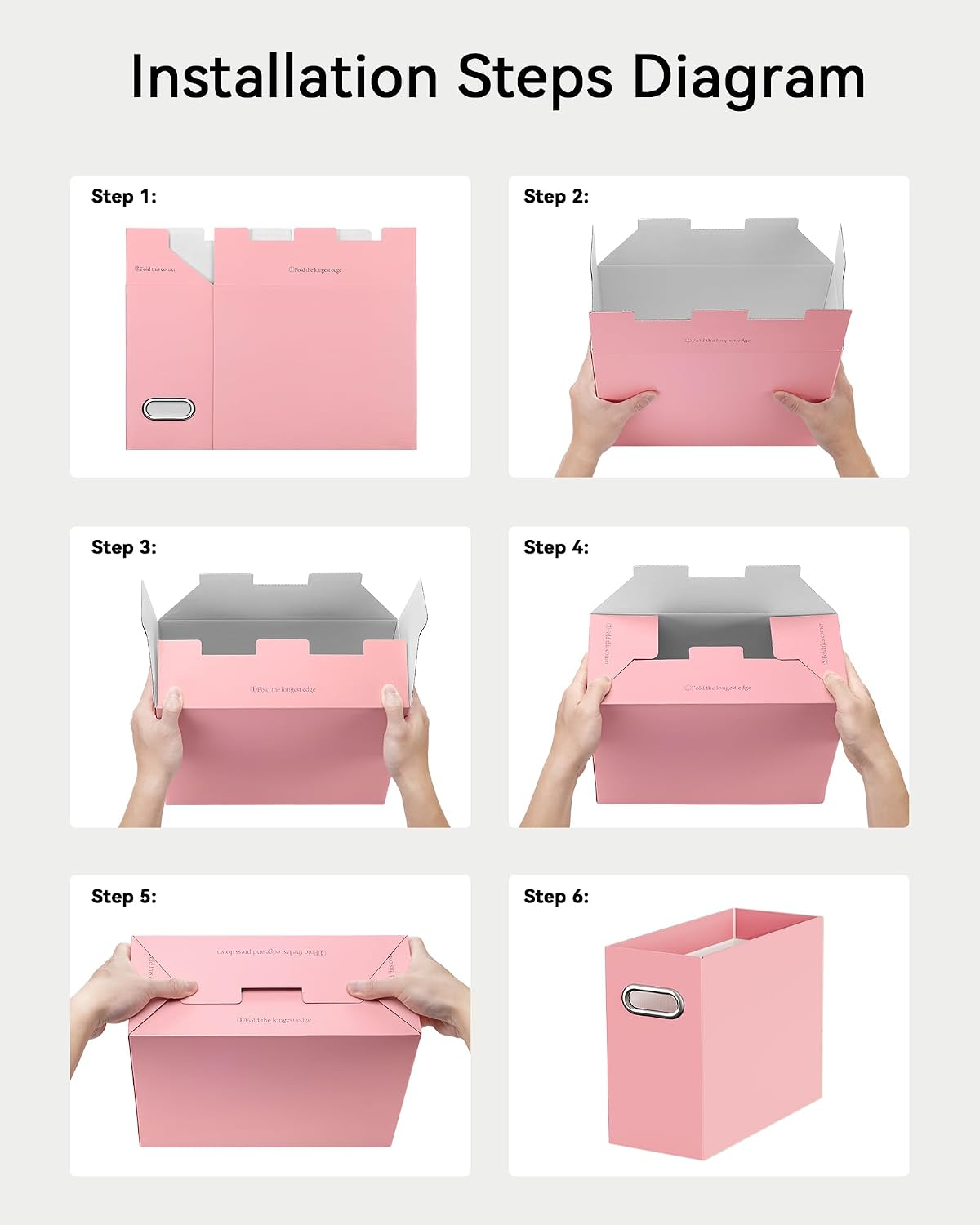 Oterri Portable Collapsible Cardboard File Box with Handle for Letter-Size