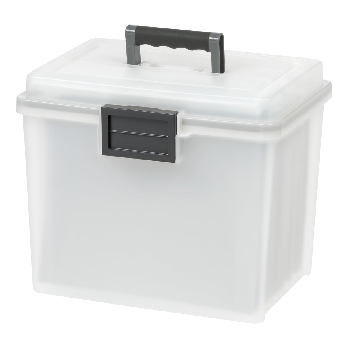 IRIS USA File Box Organizer with Lid, Letter File, Portable Handle, Black