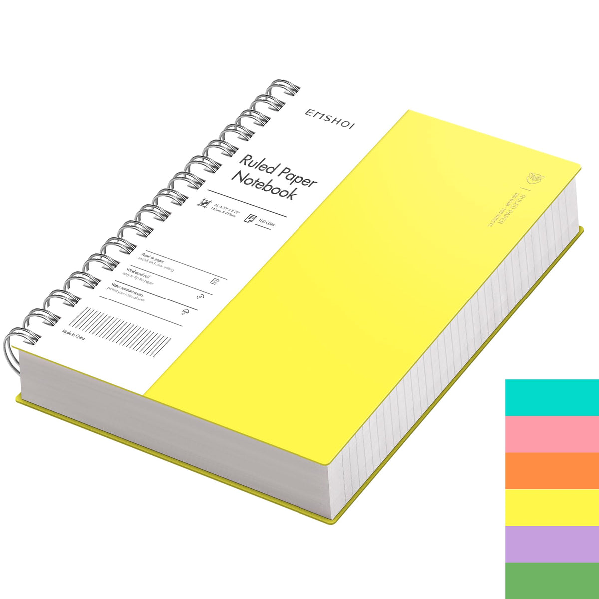 EMSHOI Lined Spiral Journal Notebook, 300 Pages, A4 Size (8.2'' x 11.2'')