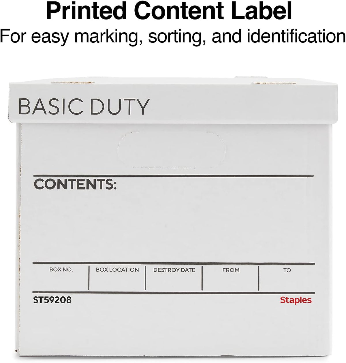 Staples Corrugated File Box, Lift-Off Lid, Letter/Legal, White/Black, 10/Pk
