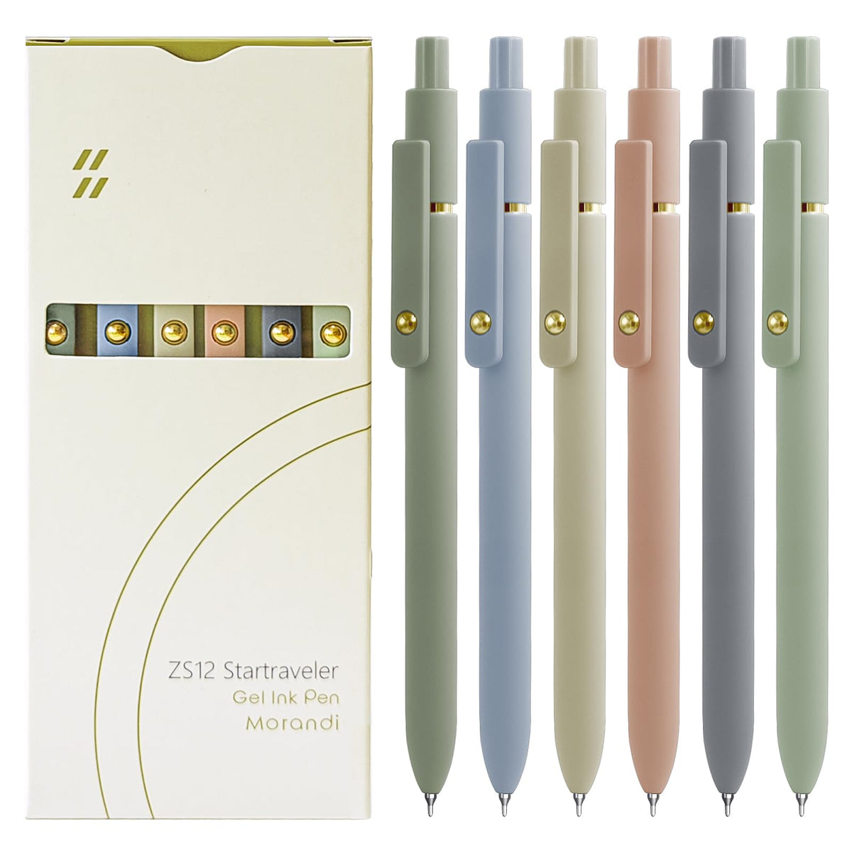 UIXJODO Gel Pens, 5 Pcs 0.5mm Black Ink Pens Fine Point Smooth Writing Pens, High-End Series Pens for Journaling Note Taking, Cute Office School Supplies Gifts for Women Men (Morandi)