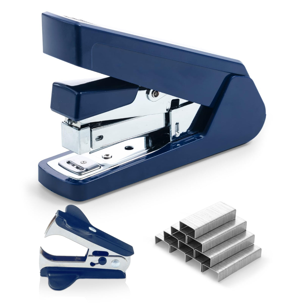M&G Effortless Stapler 50 Sheet Capacity One-Touch Stapling, Heavy Duty Desktop Stapler Includes 1000 Staples and Remover, Portable Handheld Staplers for Home Office (Black)