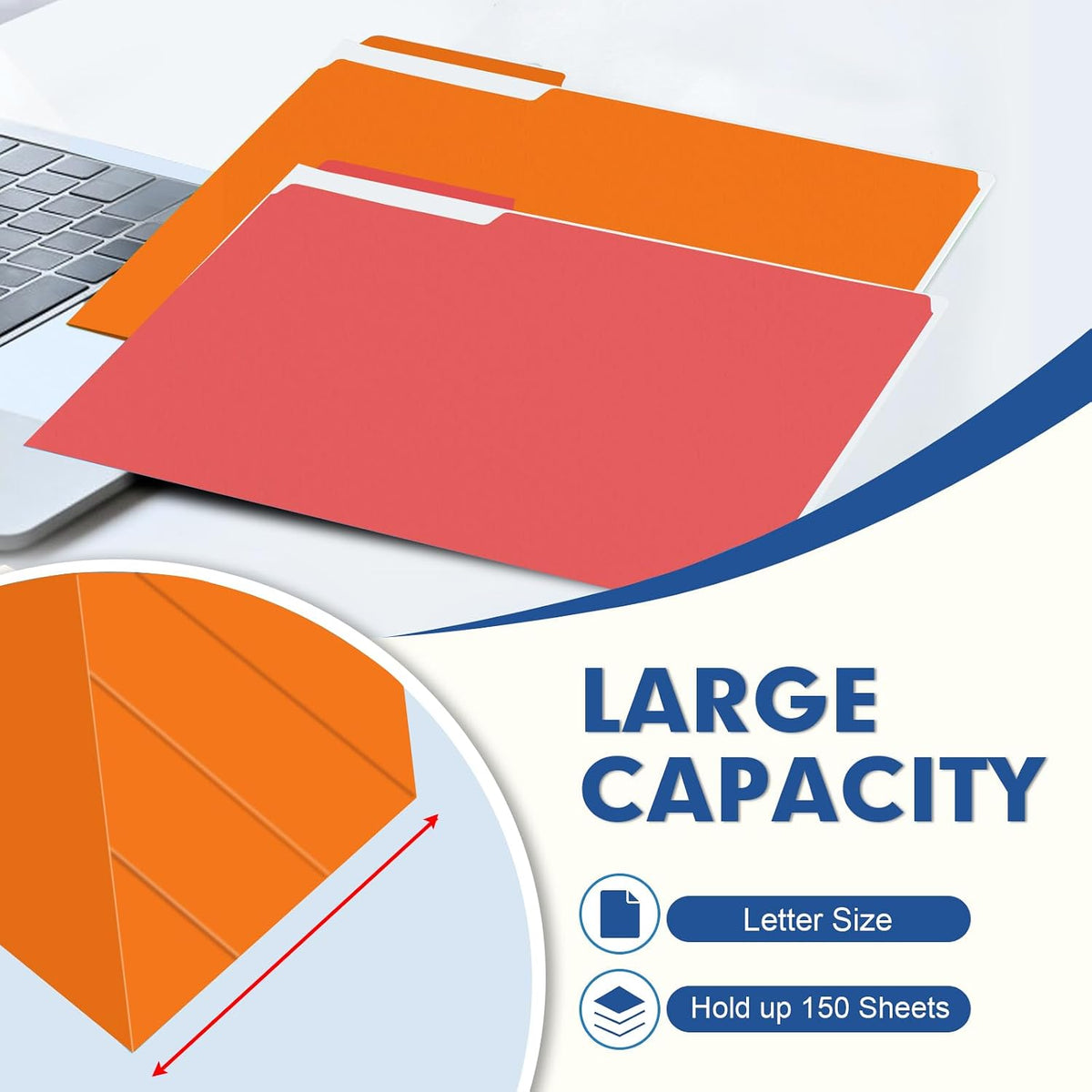 PANDRI Colored File Folders, 170 Pack 1/3 Cut Tab File Folder, 12 Colors