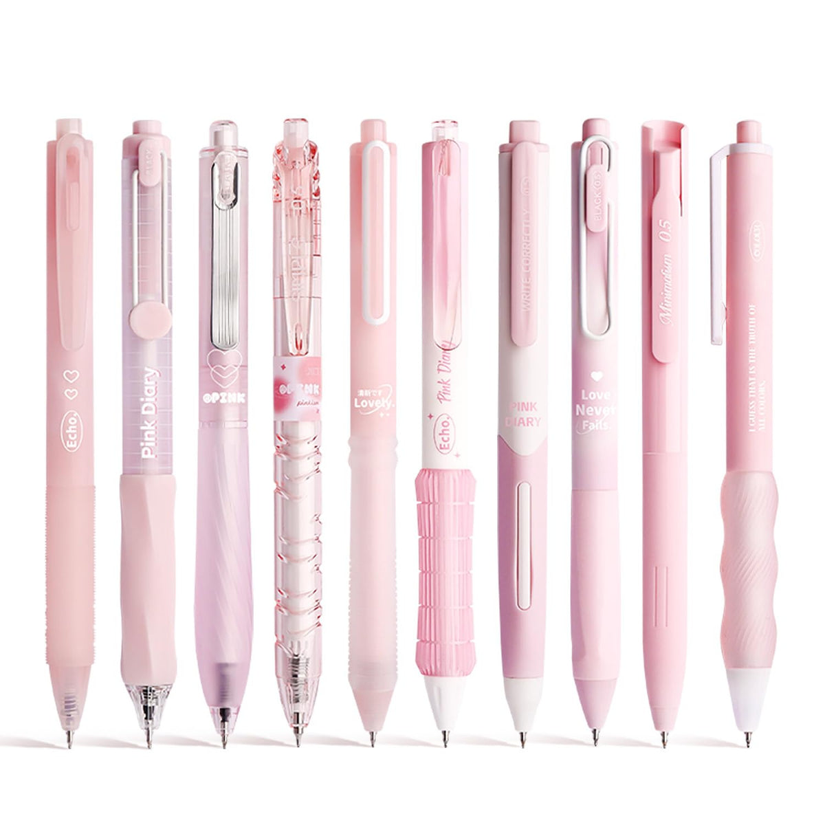10PCs Pastel Gel Ink Pen Set,Retractable Black Ink Pens 0.5mm Fine Point