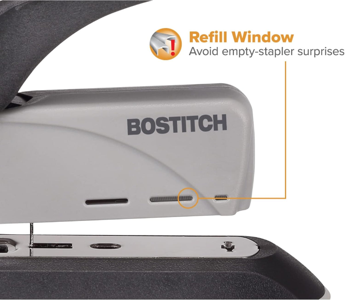 Bostitch Office 60 Sheet Heavy Duty Stapler - Two Fingers, No Effort, Spring Powered Stapler - Gray (1200)