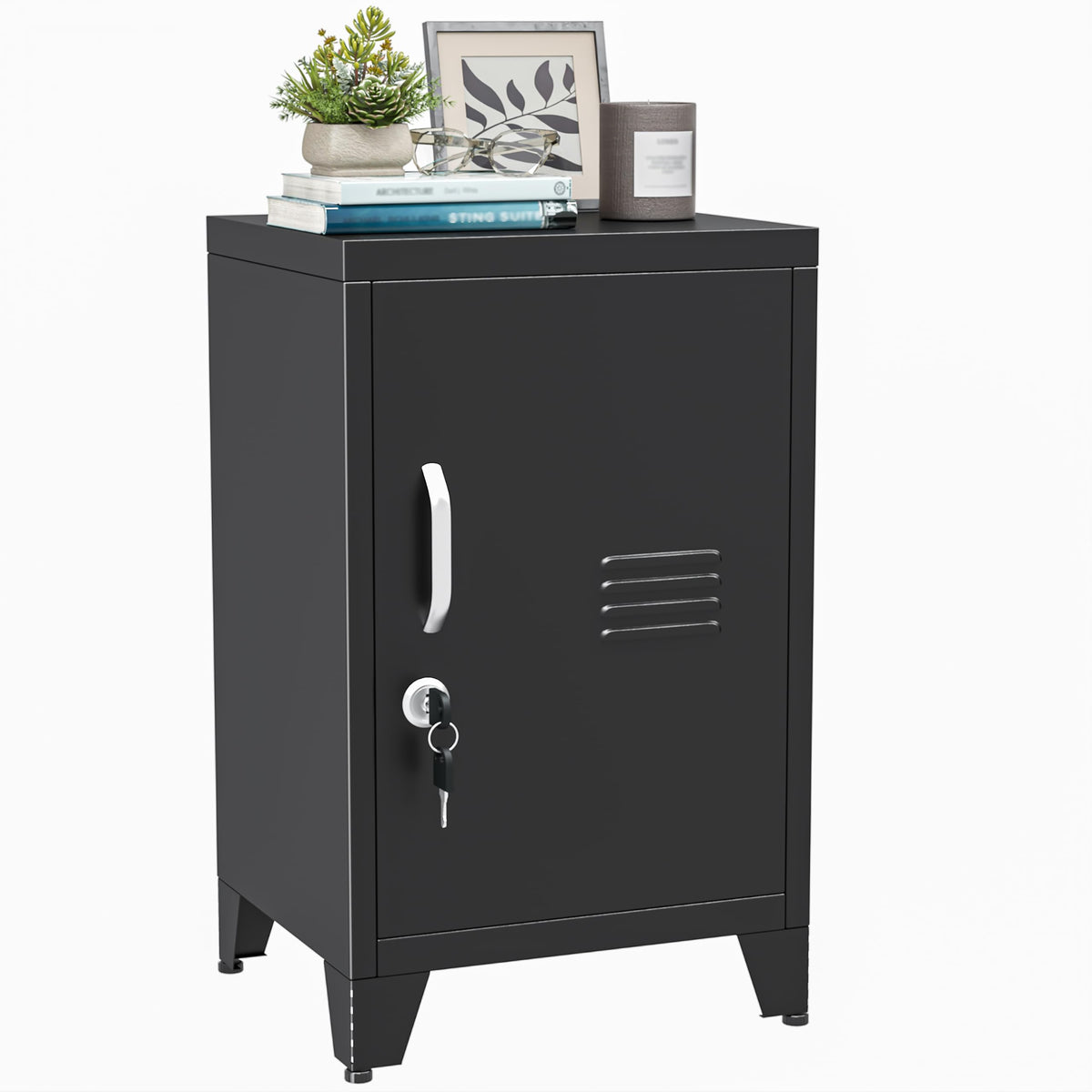 2 Drawer Metal File Cabinet with Lock,Lateral Filing Storage Cabinets,Steel Wide File Organization for Legal/Letter/A4/F4 Size with Hanging Files&Key,Lockable Printer Stand for Home Office, Black