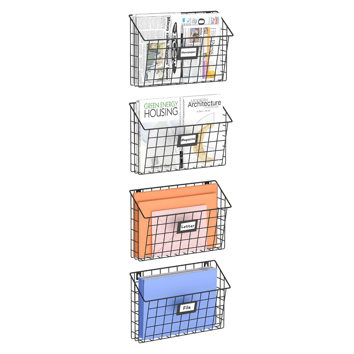 X-cosrack 3-Tier Detachable Hanging Wall Files, Wall Mounted Mail Basket