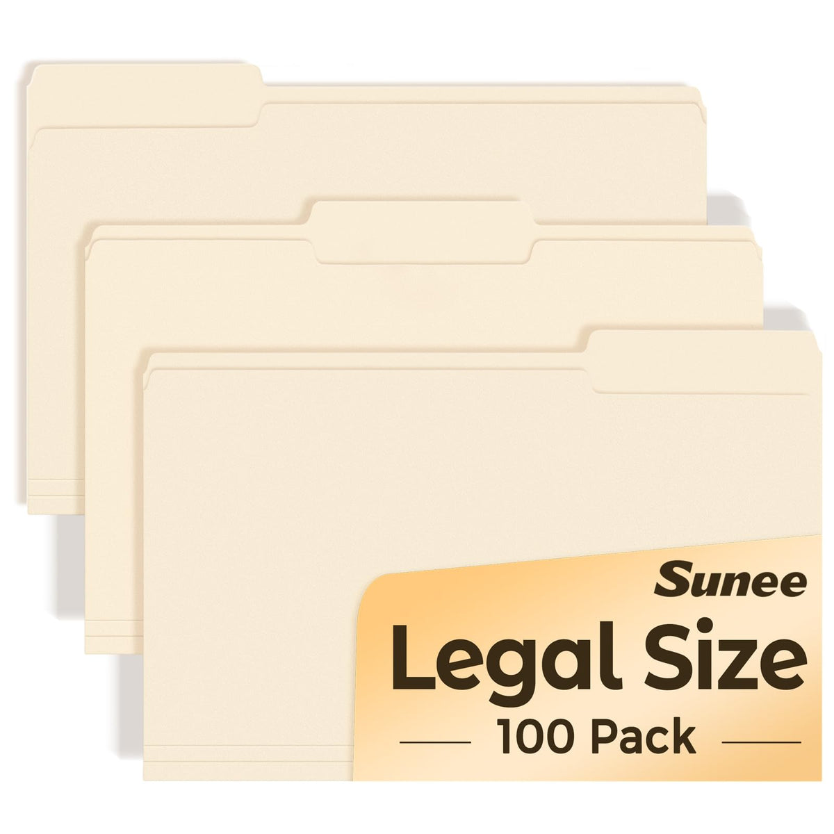 SUNEE Manilla Folders Letter Size (8.5 x 11 inches),100 Per Box, 1/3 Cut Tab for Easy Labeling and Organization, Durable Standard Paper for Home, Office, School Filing