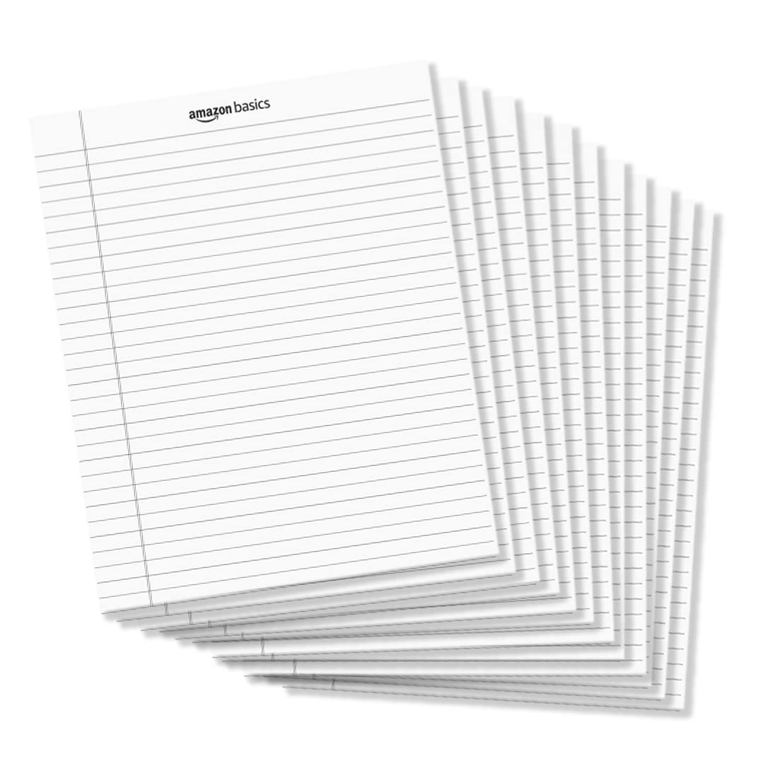 Amazon Basics Wide Ruled Lined Writing Note Pads for Office Supplies, 8.5" x 11.75", White, 12-Pack of 50 Perforated Sheets