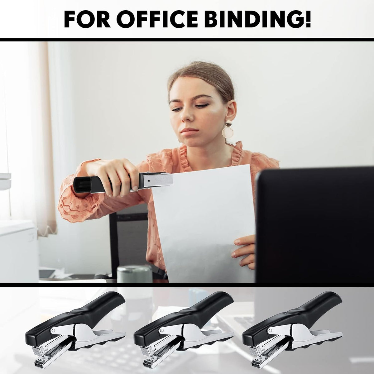 Yexiya 3 Pcs Heavy Duty Stapler 50 Sheet Capacity Hand Held Staplers Office