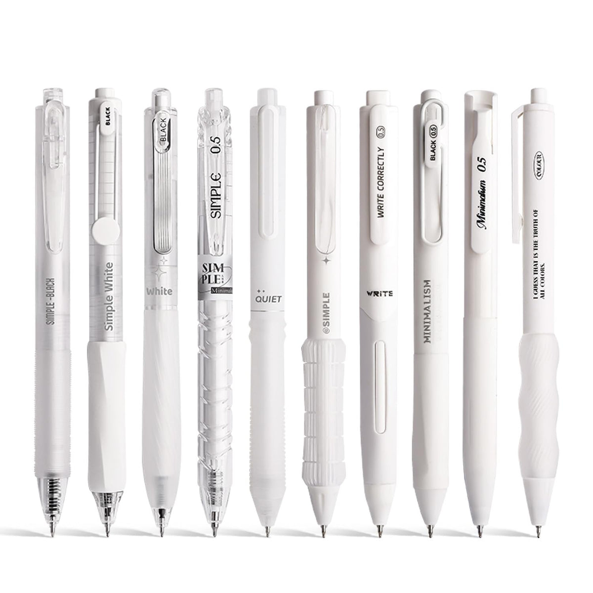10PCs Pastel Gel Ink Pen Set,Retractable Black Ink Pens 0.5mm Fine Point