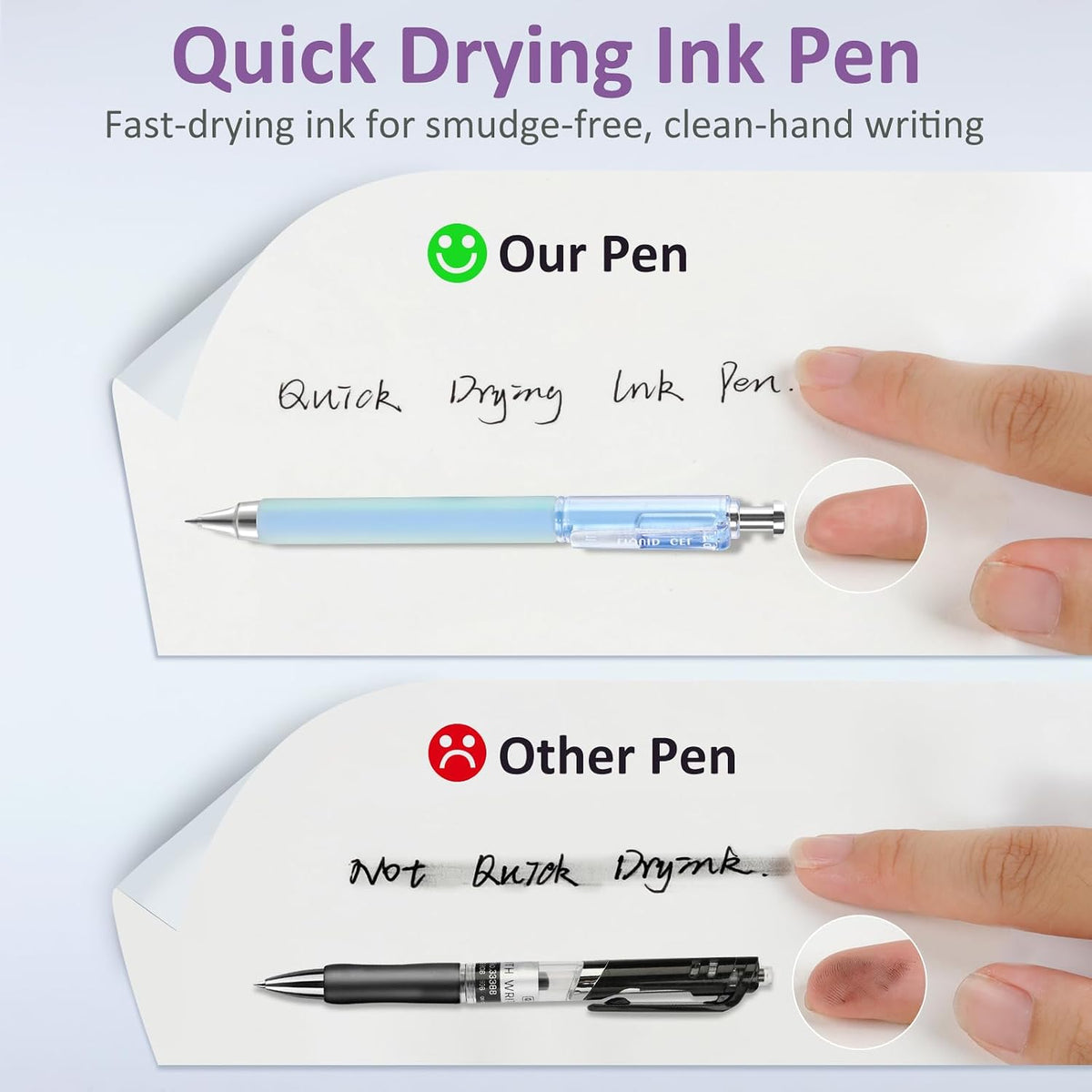 FIOVER 6 Pack 0.5mm Black Gel Pens, Quick Dry Fine Tip Pens