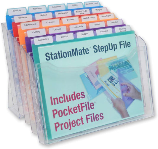 Ultimate Office Step UP File Desktop Organizer Plus 25 Color Poly Folders