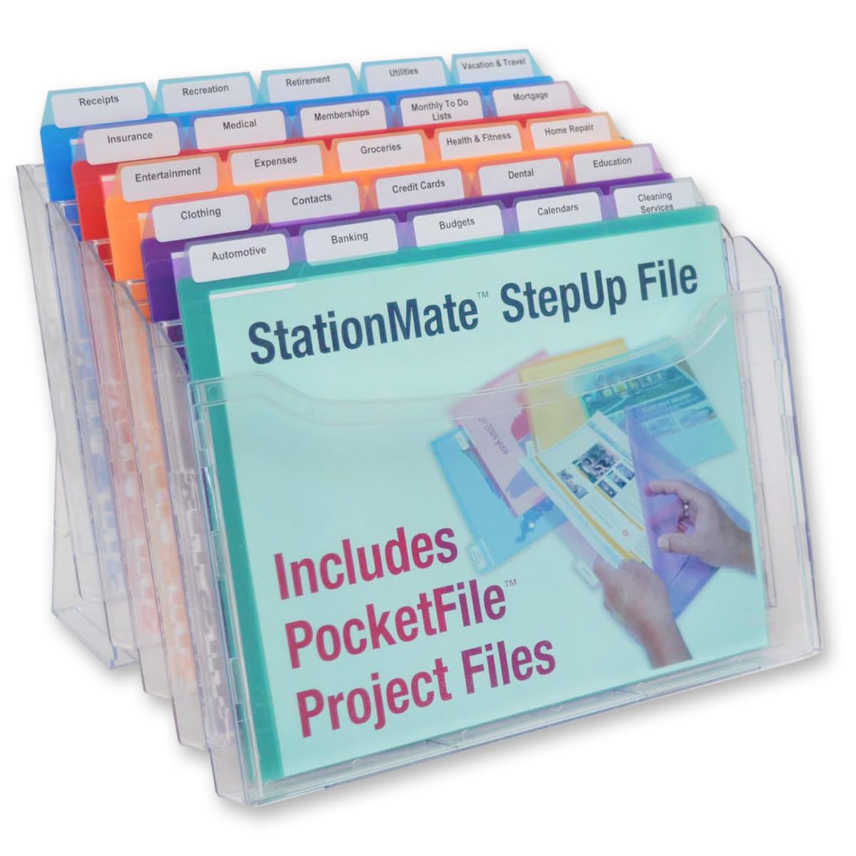 Ultimate Office Step UP File Desktop Organizer Plus 25 Color Poly Folders