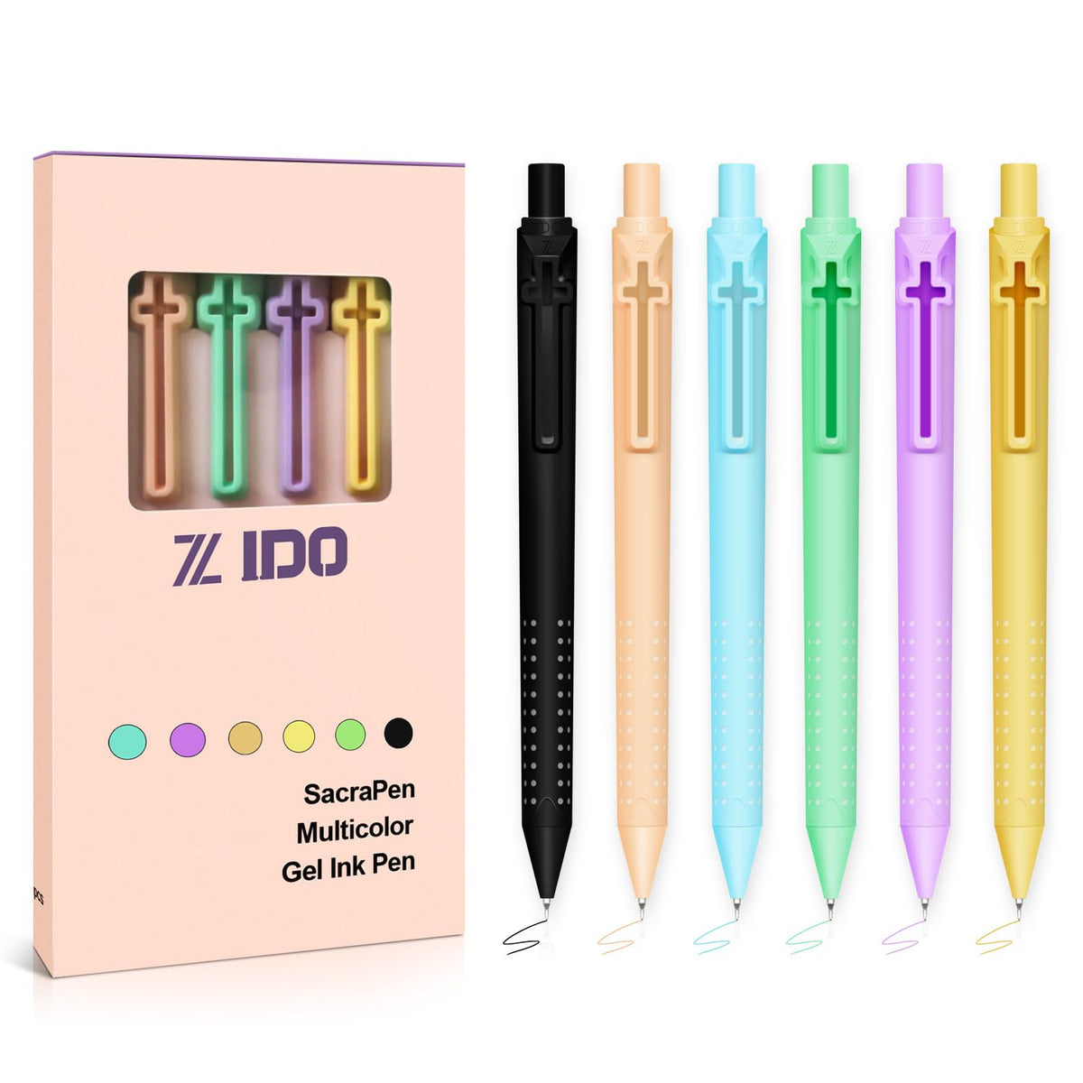6 Pack Bible Journaling Gel Pens, 0.7mm Black Ink Retractable