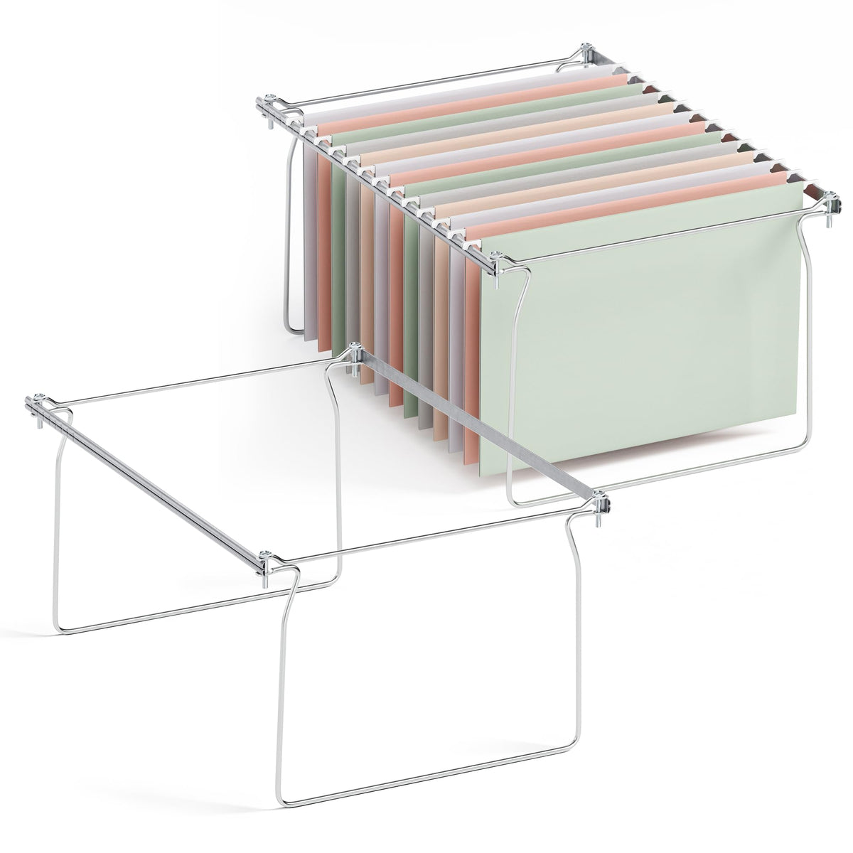 SUNEE Hanging File Folder Frame, Letter Size File Drawer Organizer for Desks, Adjustable File Cabinet Rails 13.5 to 17.5 Inches, Set of 1