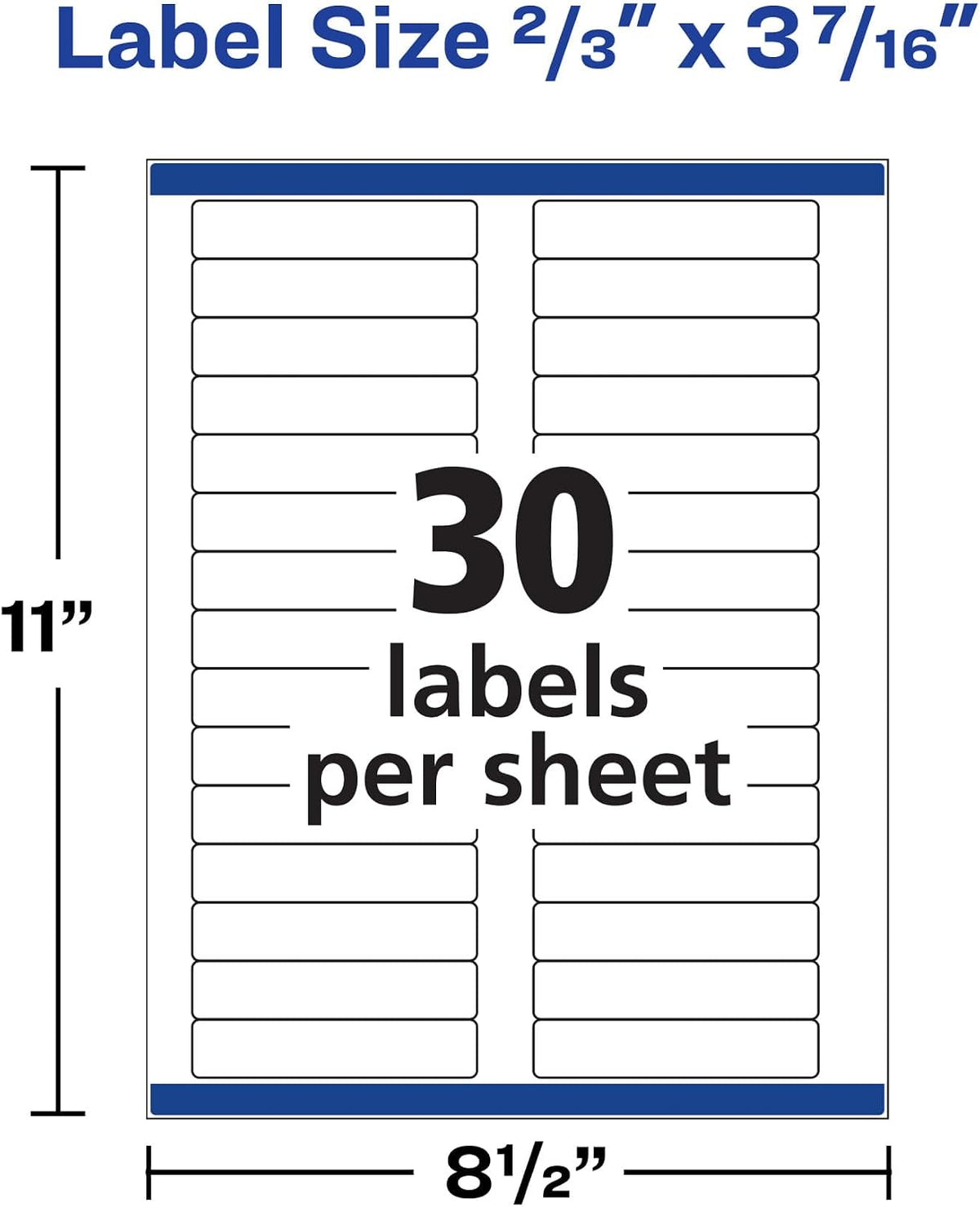 Avery File Folder Labels with TrueBlock Technology, Permanent Adhesive, 2/3" x 3-7/16", Laser/Inkjet, 150 Labels (08593)