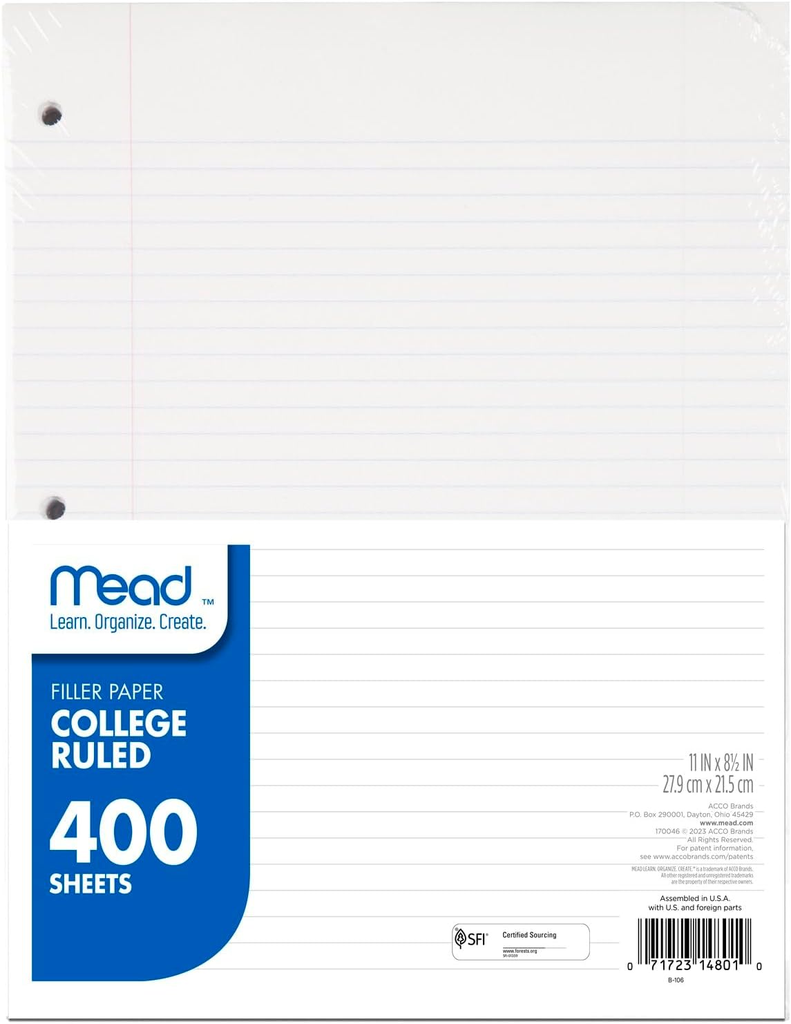 Mead Economical Filler Paper, College Ruled, 11 x 8-1/2, 200 Sheets