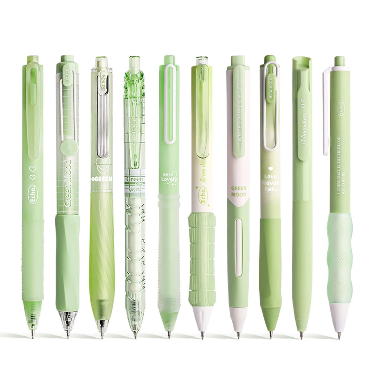 10PCs Pastel Gel Ink Pen Set,Retractable Black Ink Pens 0.5mm Fine Point