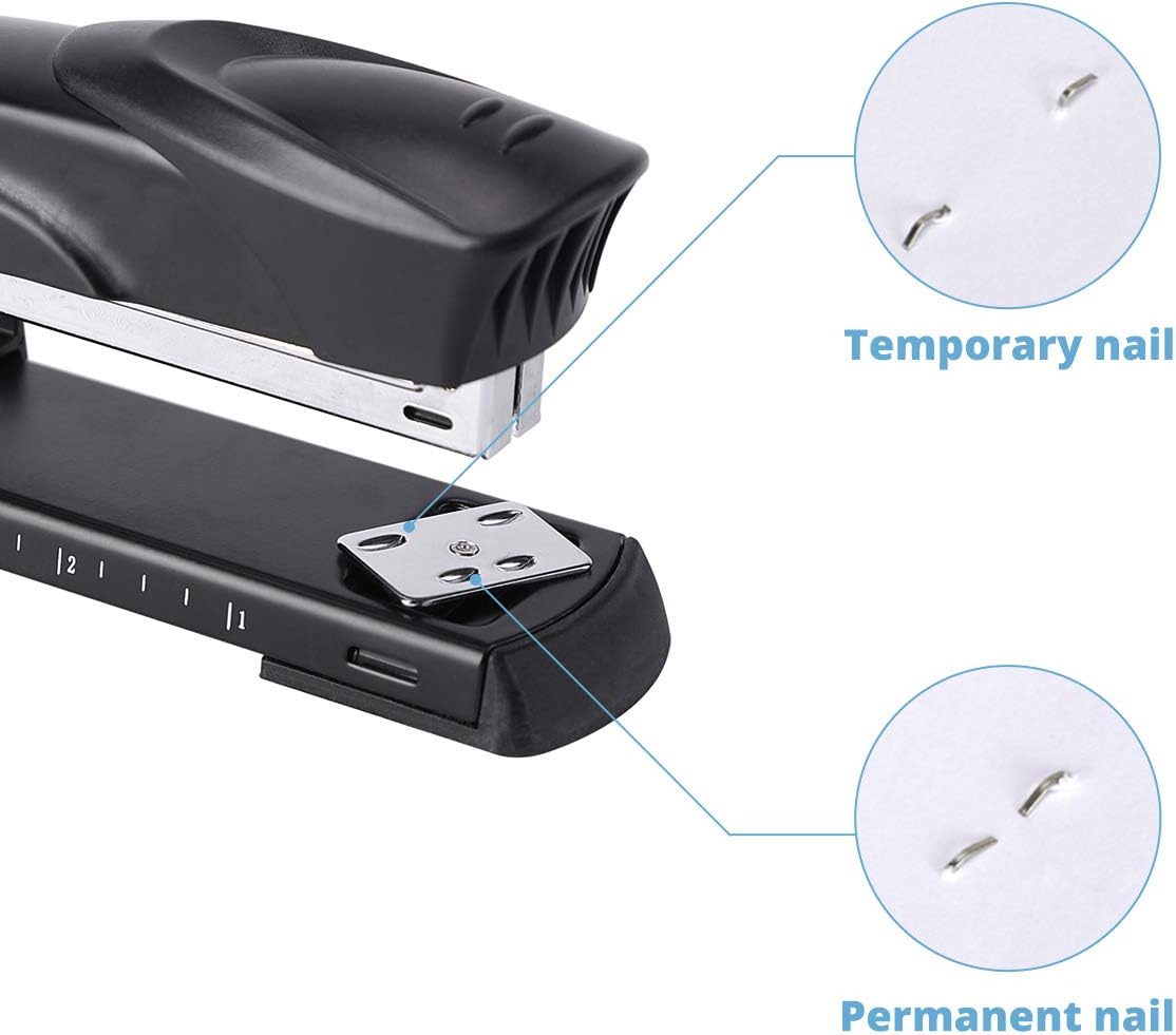 Long Reach Stapler,with 2000 Staples & Stapler Remover Full Strip，20-25 Sheet Capacity,with Built-in Ruler and Adjustable Locking Paper Guide, Gray