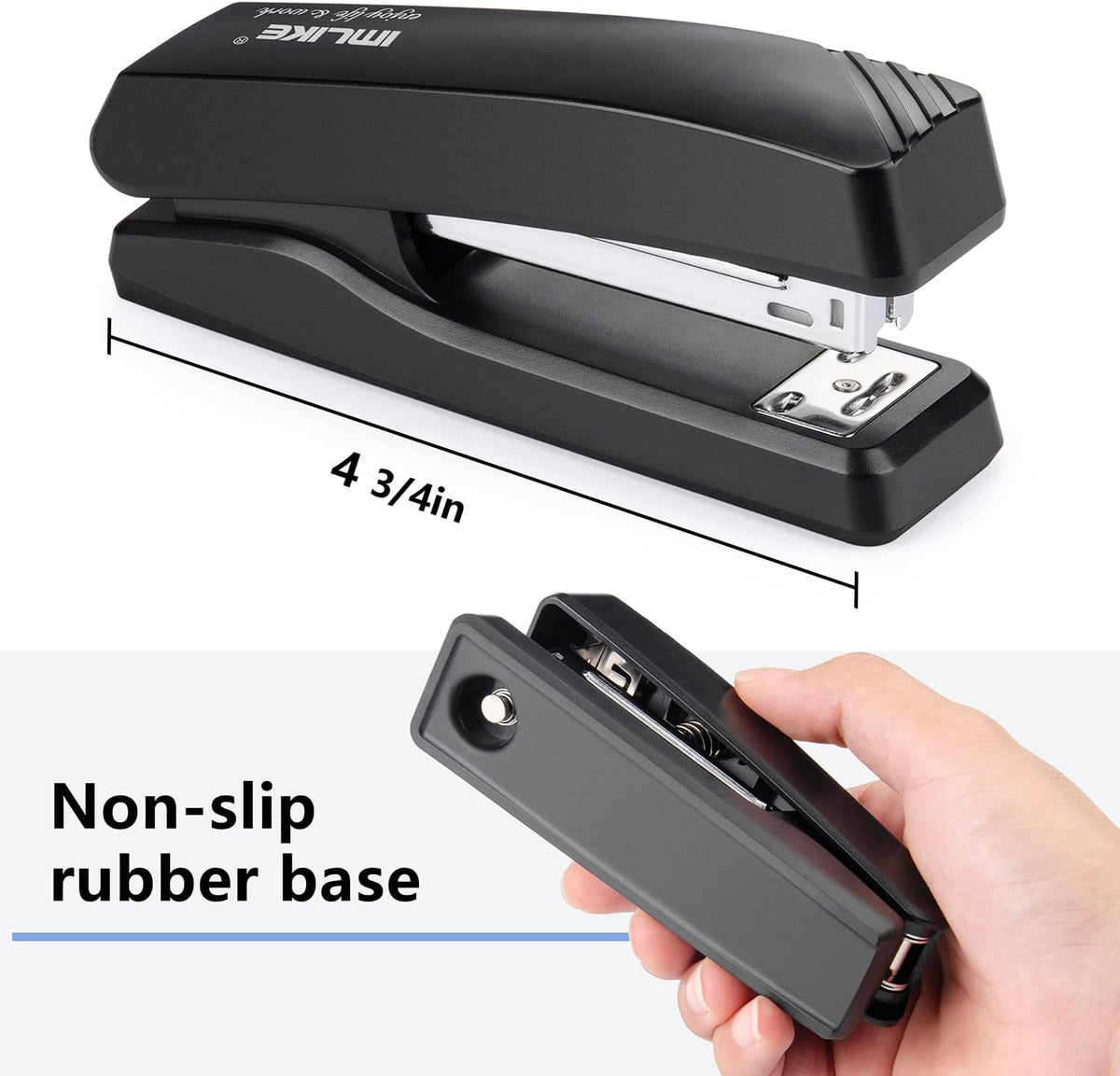 Desktop Office Stapler with 2000 Staples: IMLIKE Half Strip Desk Staplers, take 26/6 Staples 25 Sheets Capacity, Staple Remover, Non-Slip Base, Black, 2-Pack