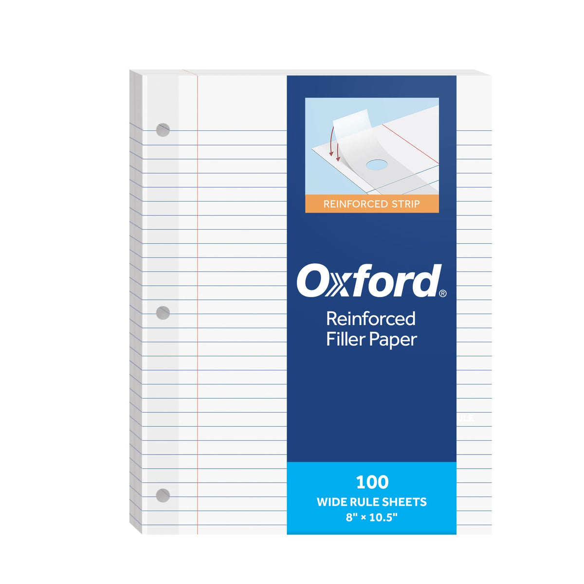 Oxford Reinforced Lined Loose Leaf Notebook Paper, College Rule, 100 Sheets