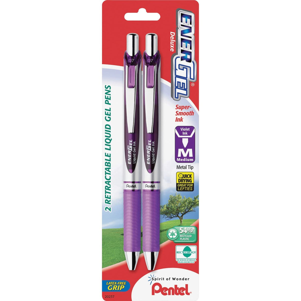 Pentel EnerGel RTX Retractable Liquid Gel Pen, (0.7mm), Medium Line, Metal Tip, Black Ink, Pack of 2 (BL77BP2A)