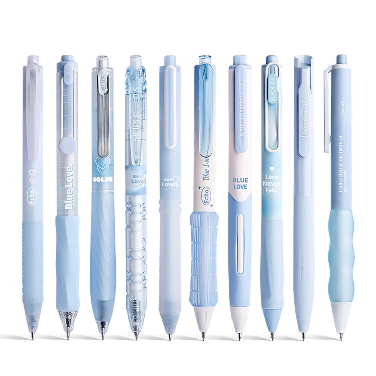 10PCs Pastel Gel Ink Pen Set,Retractable Black Ink Pens 0.5mm Fine Point