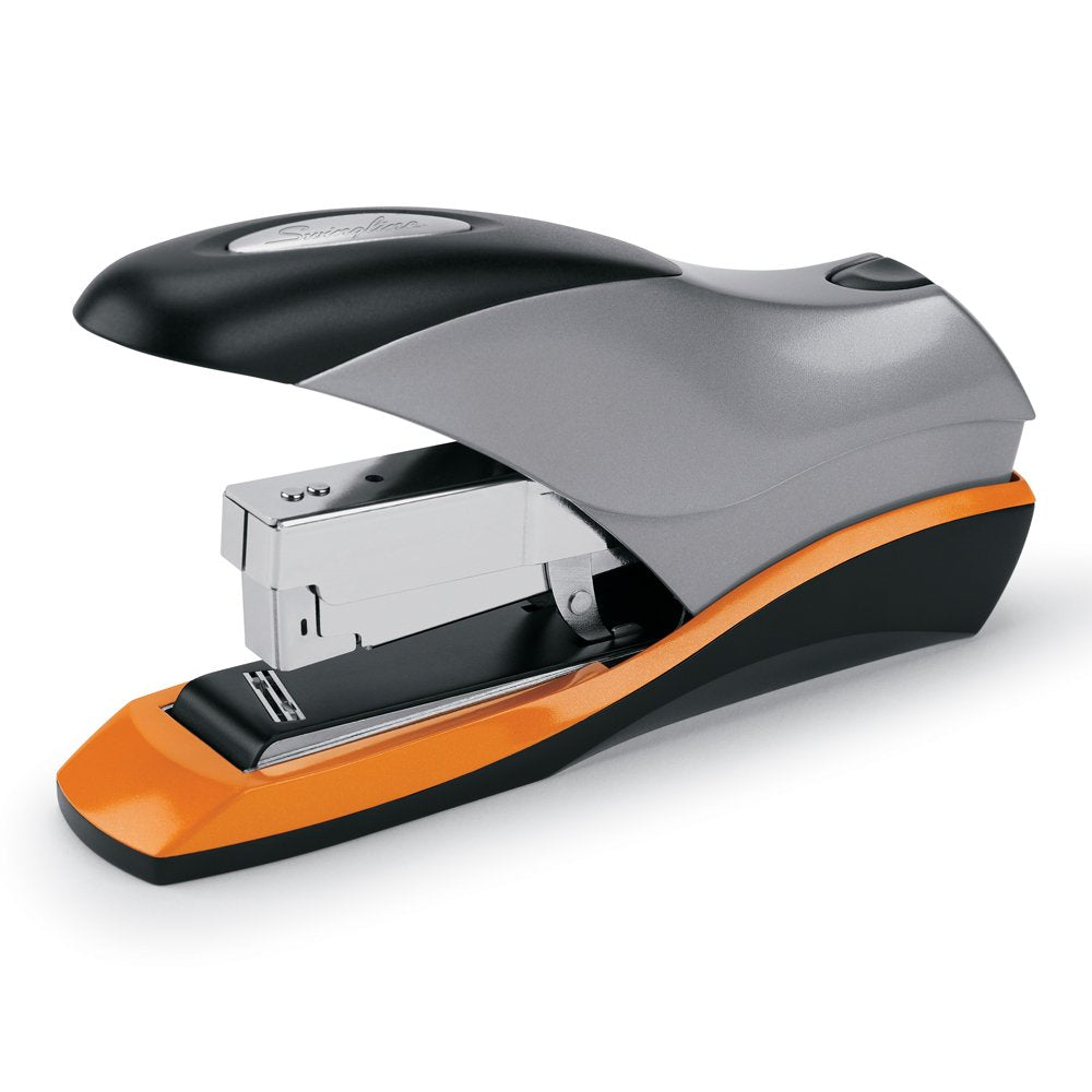Swingline Stapler, 70 Sheet Capacity, Optima 70, Jam Free, Reduced Effort, Soft Grip, Metal, Silver/Black/Orange (87875)