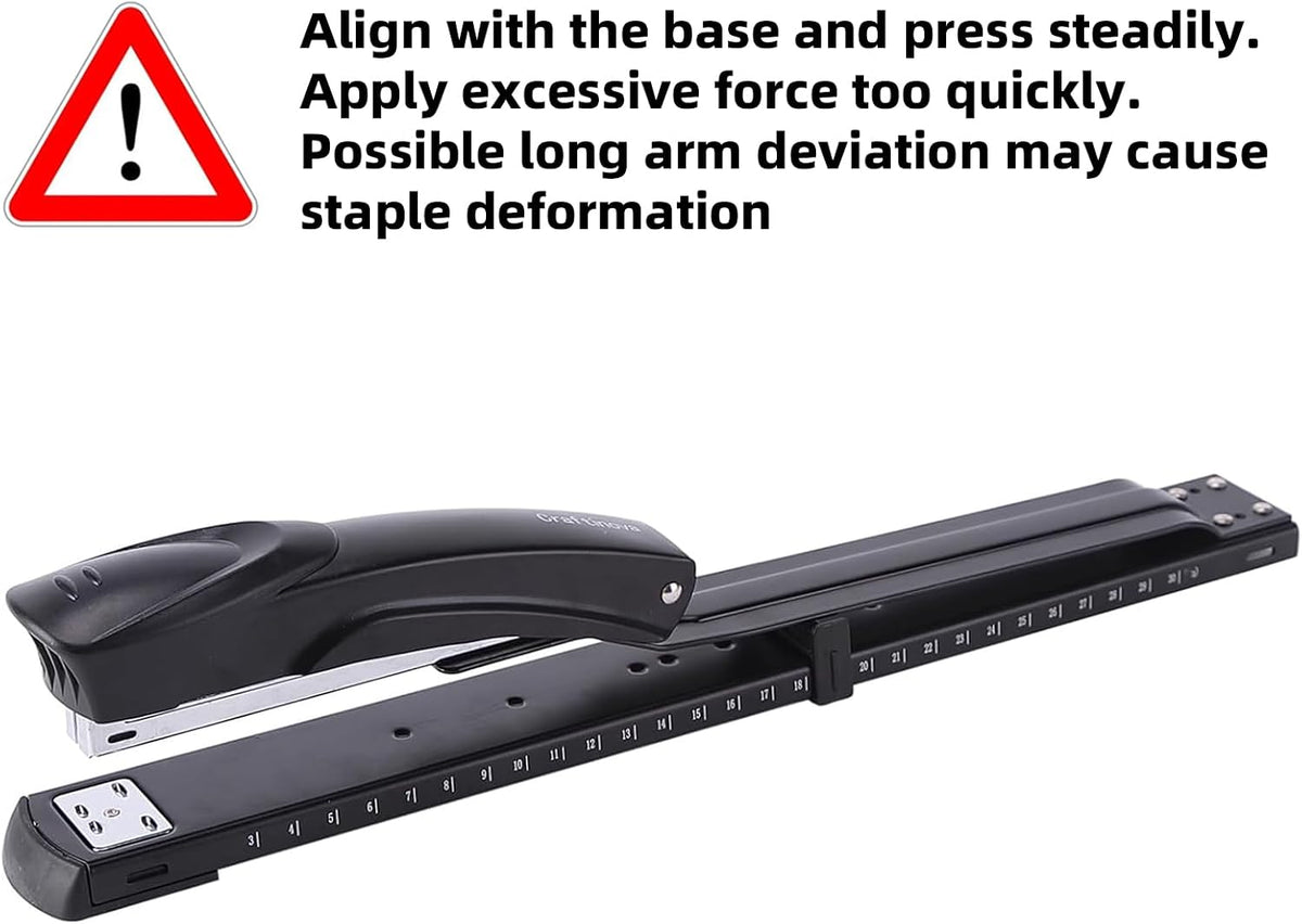 Long Reach Stapler,with 2000 Staples & Stapler Remover Full Strip，20-25 Sheet Capacity,with Built-in Ruler and Adjustable Locking Paper Guide, Gray