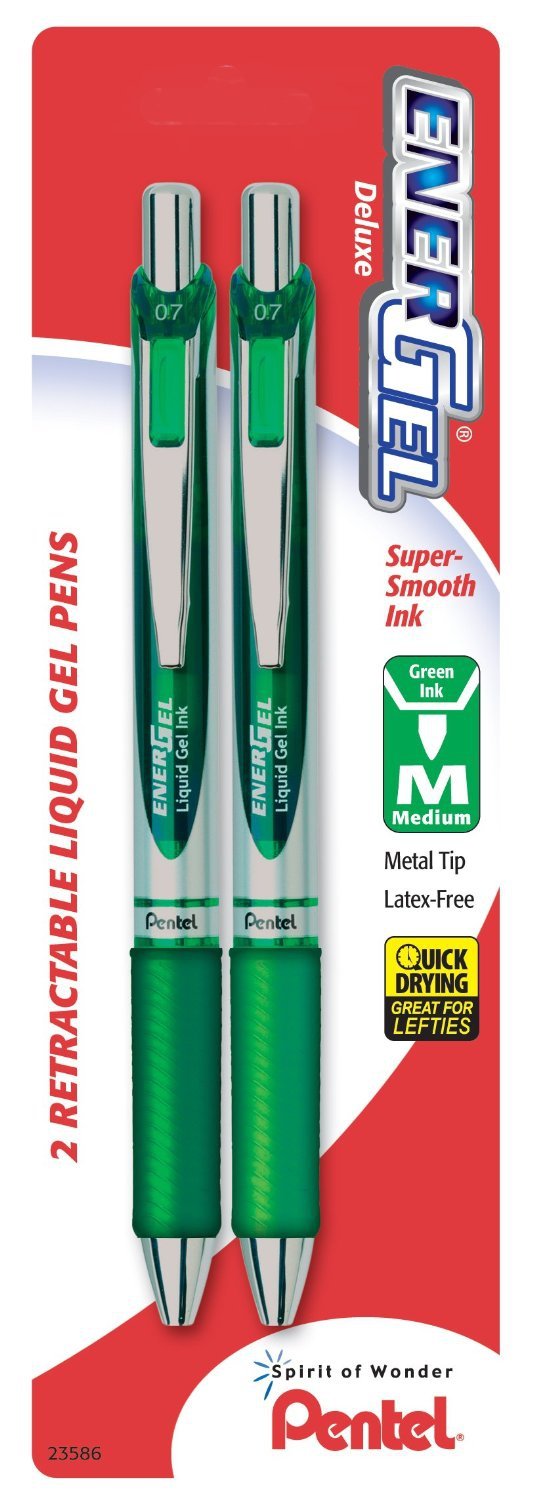 Pentel EnerGel RTX Retractable Liquid Gel Pen, (0.7mm), Medium Line, Metal Tip, Black Ink, Pack of 2 (BL77BP2A)