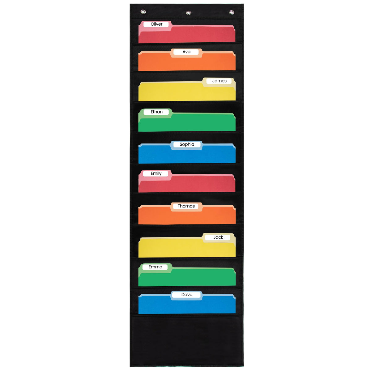 Essex Wares- 10 Pocket File Folder Pocket Chart, Black, 14" Wide x 47" Tall