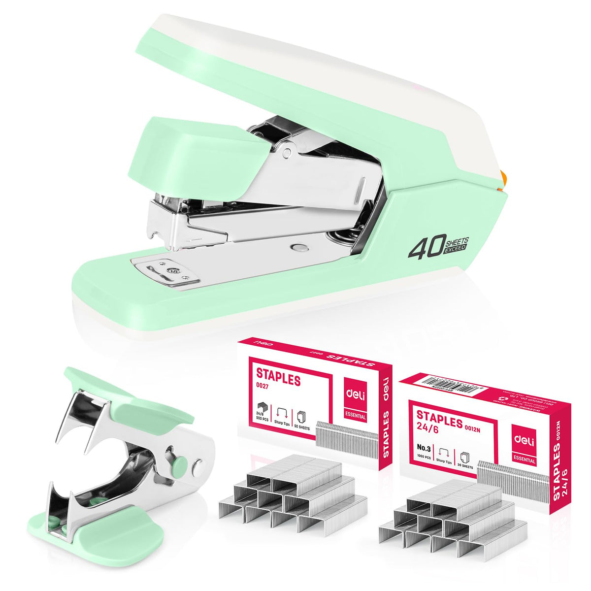 Deli Effortless Desktop Stapler, Heavy Duty Stapler, Violet