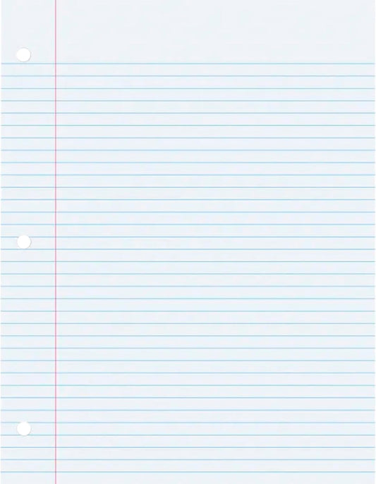 School Smart 3-Hole Punched Filler Paper w/Red Margin, 8-1/2 x 11 Inches, College Ruled, 200 Sheets, White