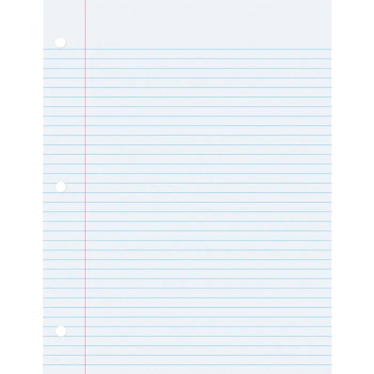 School Smart 3-Hole Punched Filler Paper w/Red Margin, 8-1/2 x 11 Inches, College Ruled, 200 Sheets, White